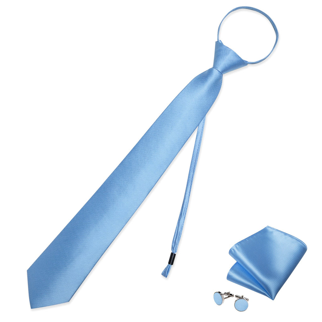 GentCrest Blue Solid Tie Hanky Cufflinks Set - Image 1