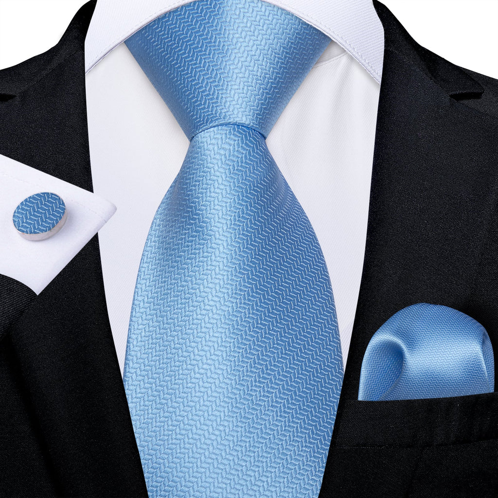 GentCrest Blue Solid Tie Hanky Cufflinks Set - Image 2