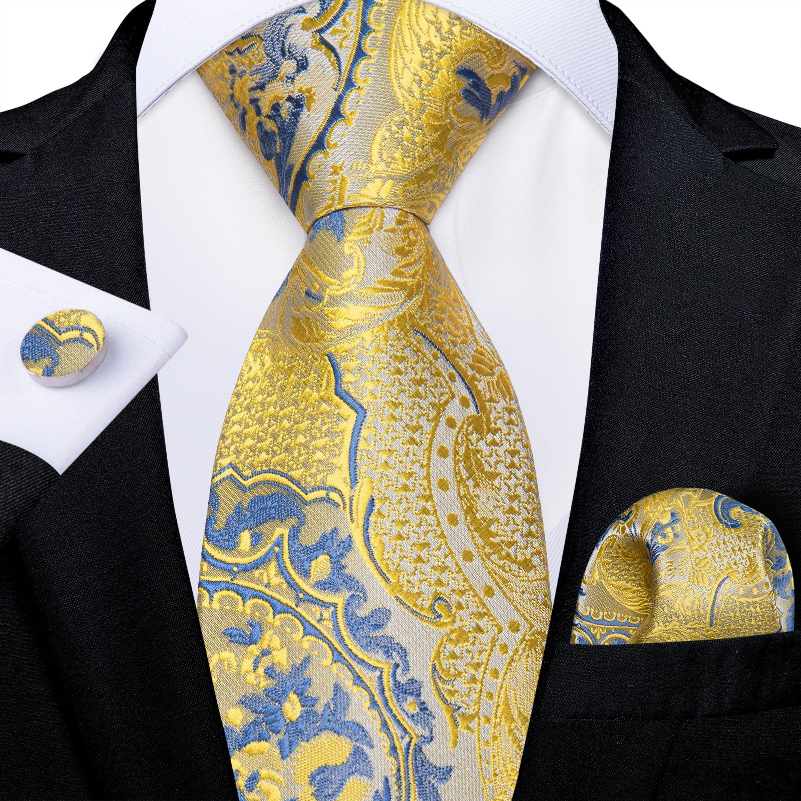GentCrest Blue Paisley Tie Hanky Cufflinks Set - Image 2