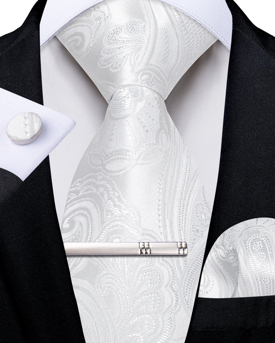 GentCrest White Paisley Tie Hanky Cufflinks Set - Image 2
