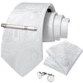 GentCrest White Paisley Tie Hanky Cufflinks Set - Image 1