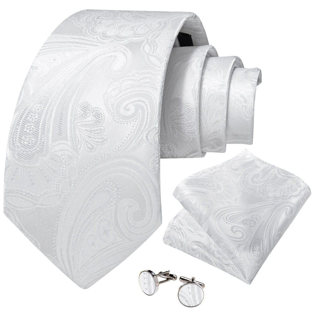 GentCrest White Paisley Tie Hanky Cufflinks Set - Image 2