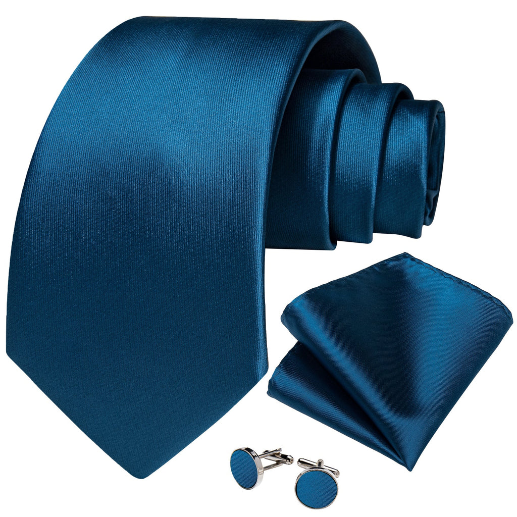 GentCrest Blue Solid Tie Hanky Cufflinks Set - Image 2