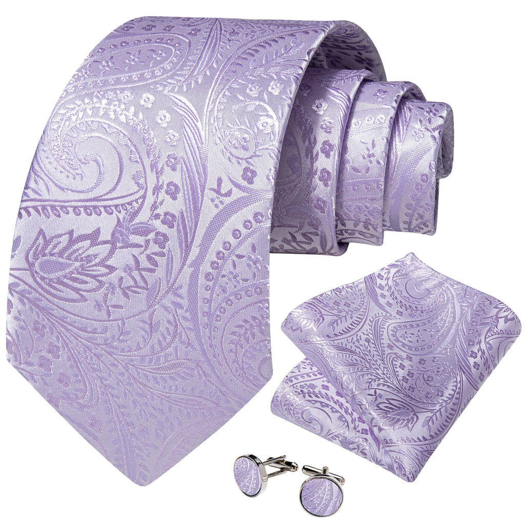 GentCrest Purple Paisley Tie Hanky Cufflinks Set - Image 2