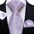 GentCrest Purple Paisley Tie Hanky Cufflinks Set - Image 1