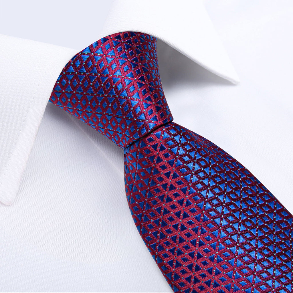 GentCrest Blue Plaid Tie Hanky Cufflinks Set - Image 4