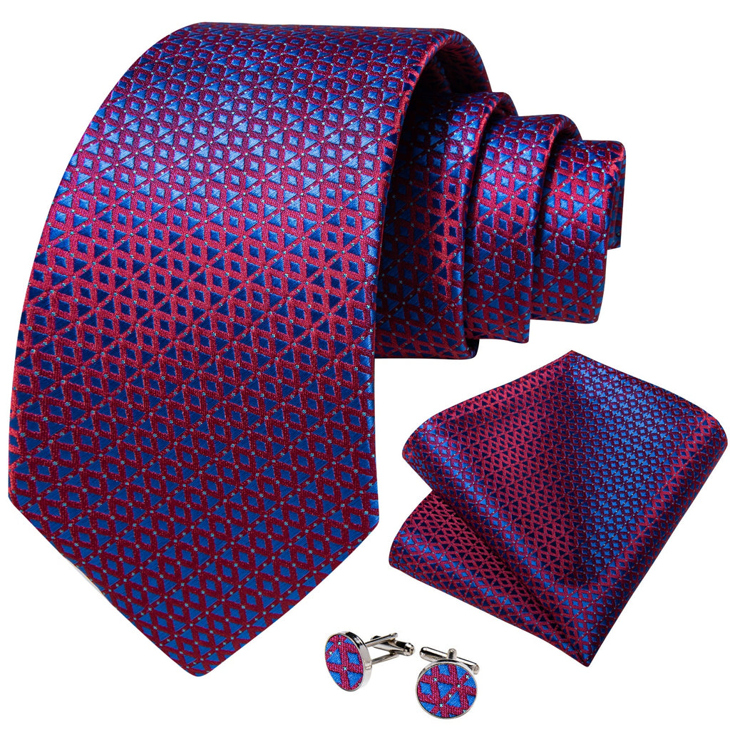 GentCrest Blue Plaid Tie Hanky Cufflinks Set - Image 2