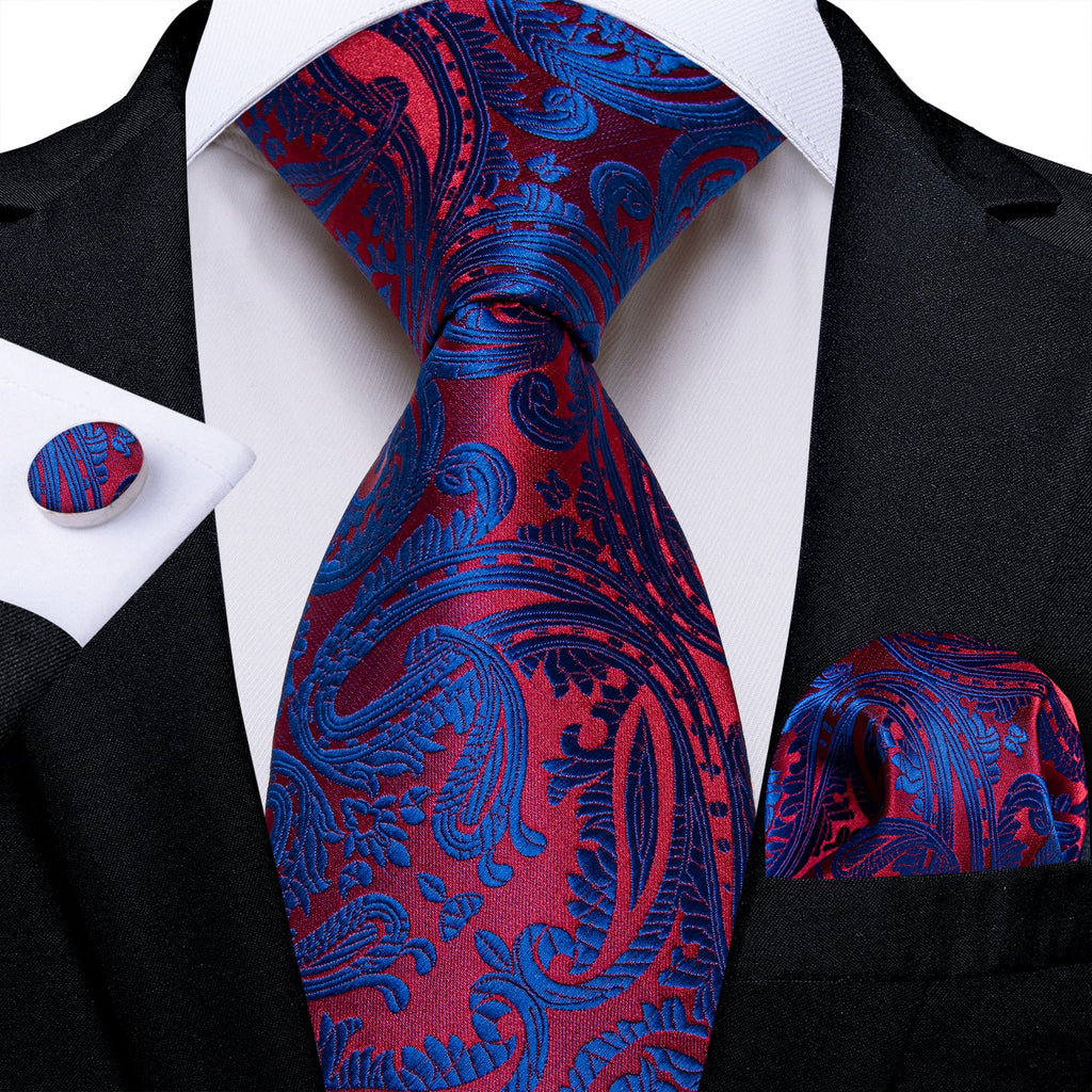 GentCrest Blue Paisley Tie Hanky Cufflinks Set - Image 1