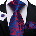GentCrest Blue Paisley Tie Hanky Cufflinks Set - Image 1