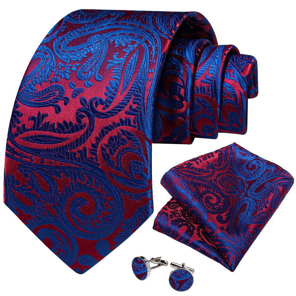 GentCrest Blue Paisley Tie Hanky Cufflinks Set - Image 2