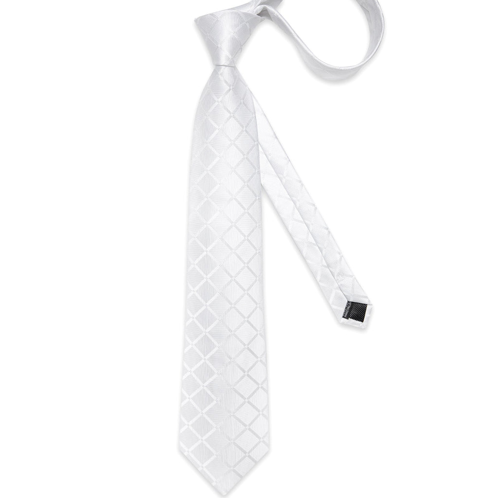 GentCrest White Plaid Tie Hanky Cufflinks Set - Image 5