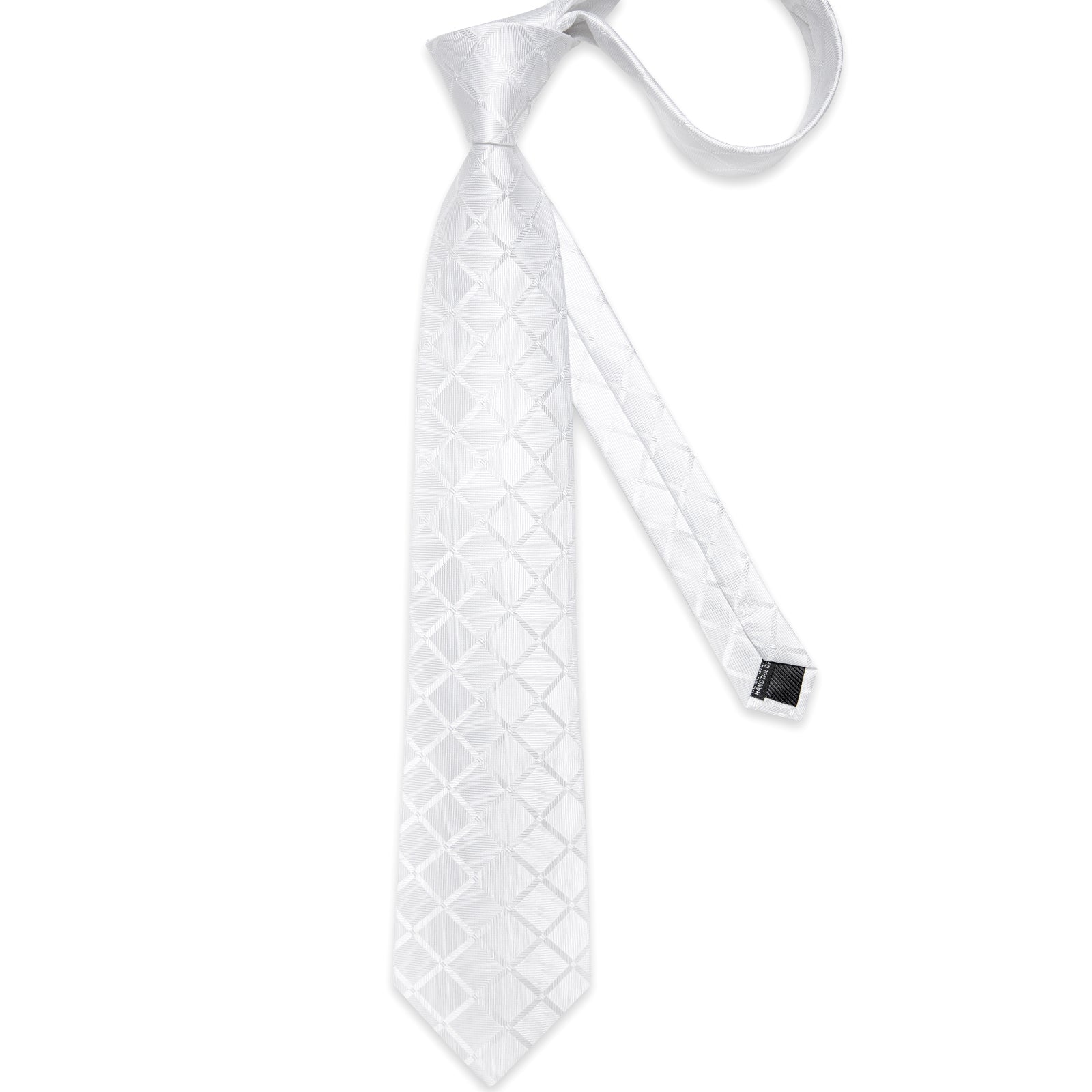 GentCrest White Plaid Tie Hanky Cufflinks Set - Image 5