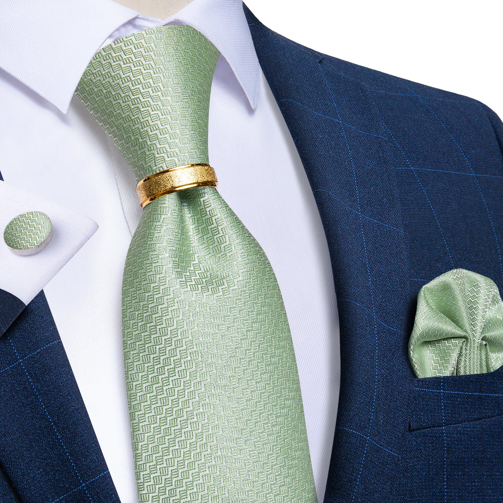 GentCrest Green Geometric Tie with Rings - Image 1