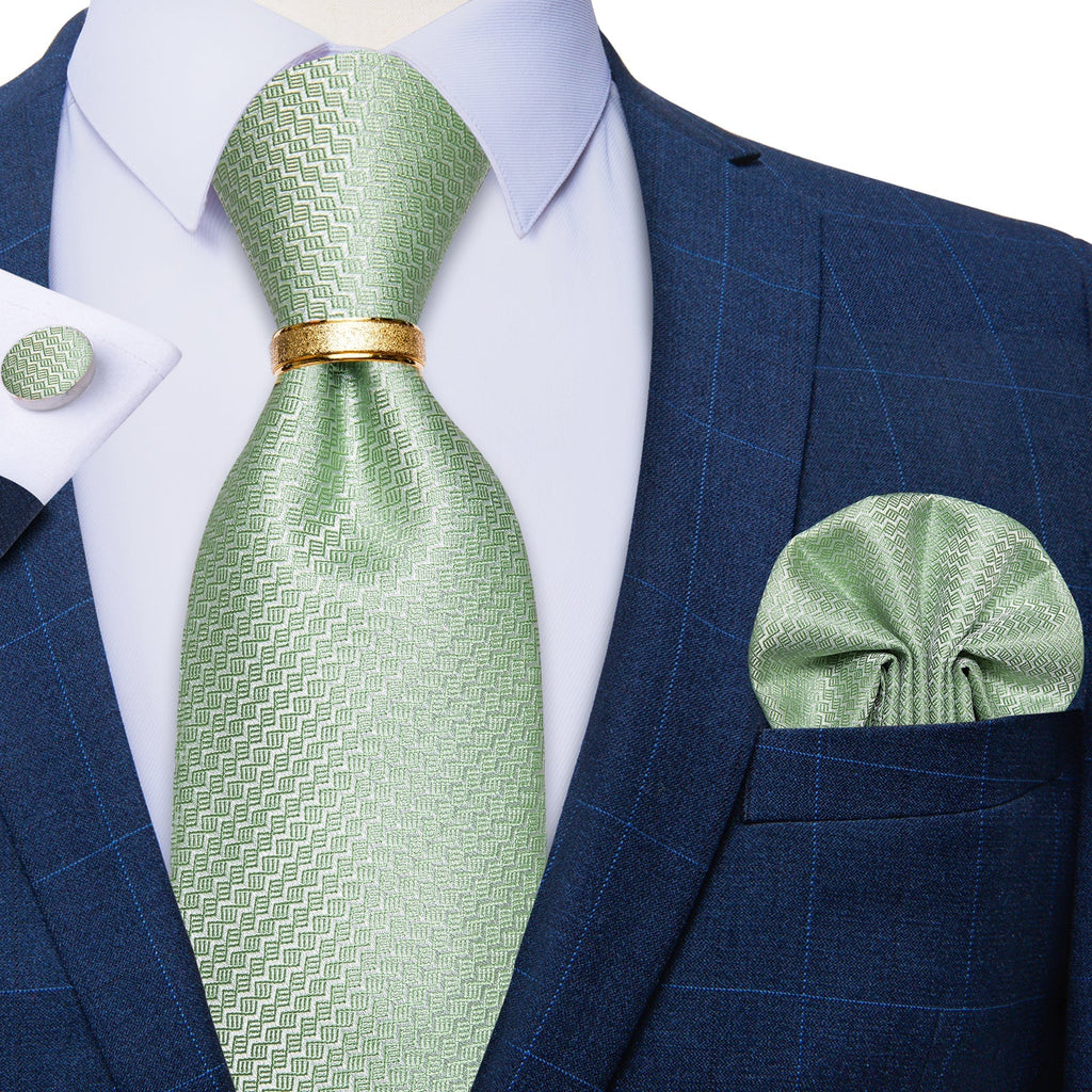GentCrest Green Geometric Tie with Rings - Image 2