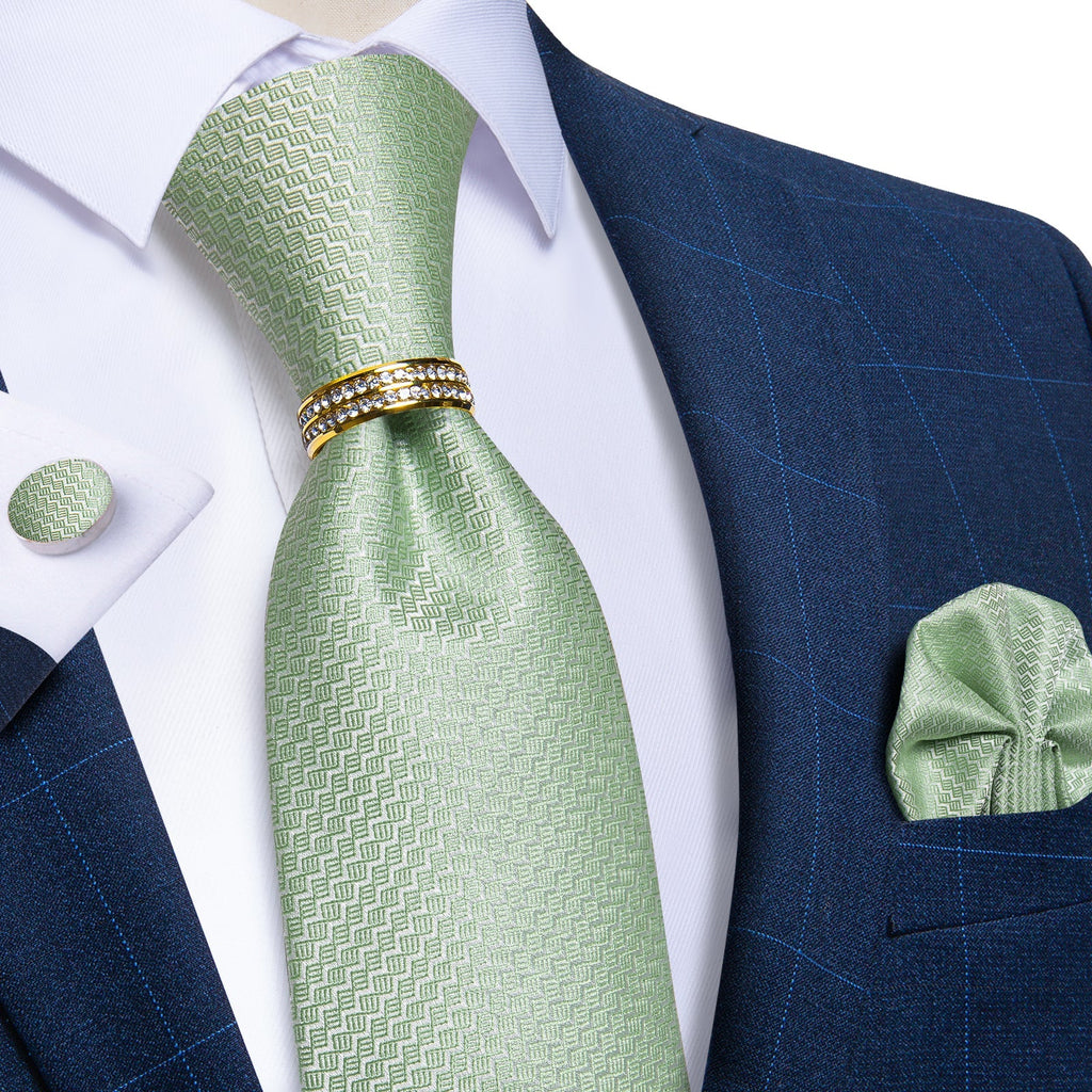 GentCrest Green Geometric Tie with Rings - Image 3