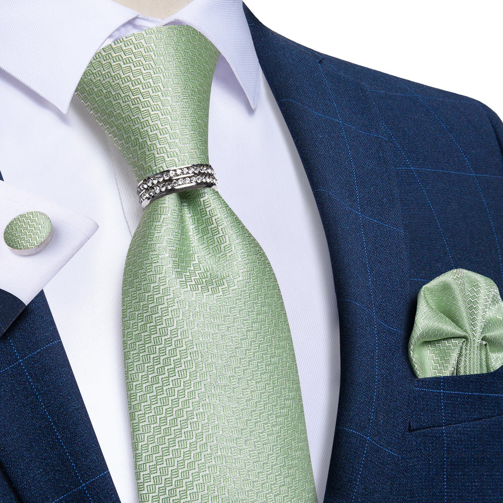 GentCrest Green Geometric Tie with Rings - Image 5