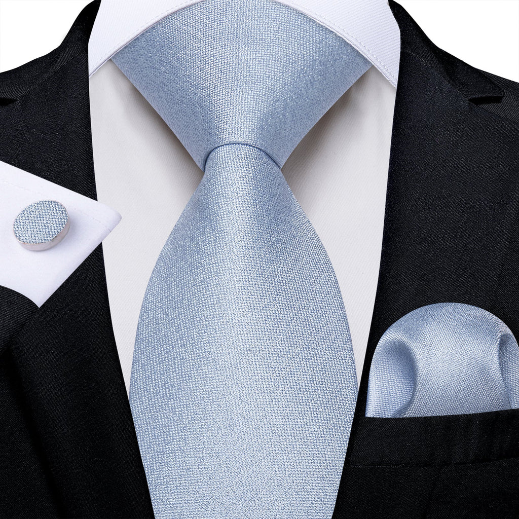 GentCrest Blue Solid Tie Hanky Cufflinks Set - Image 1