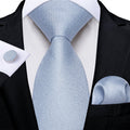 GentCrest Blue Solid Tie Hanky Cufflinks Set - Image 1