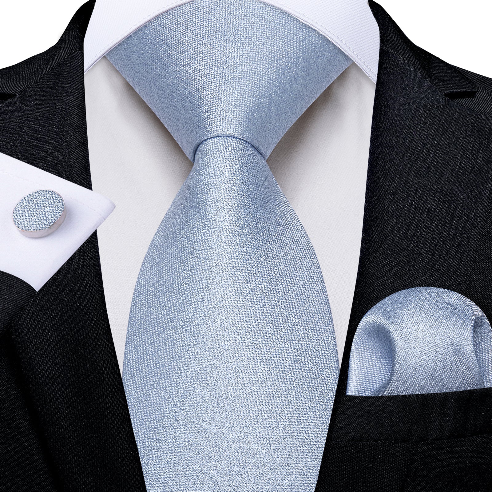 GentCrest Blue Solid Tie Hanky Cufflinks Set - Image 1
