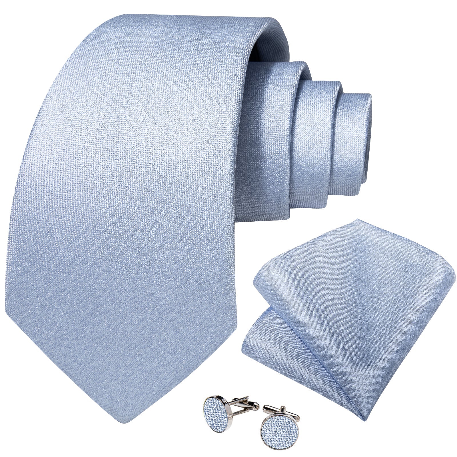 GentCrest Blue Solid Tie Hanky Cufflinks Set - Image 2