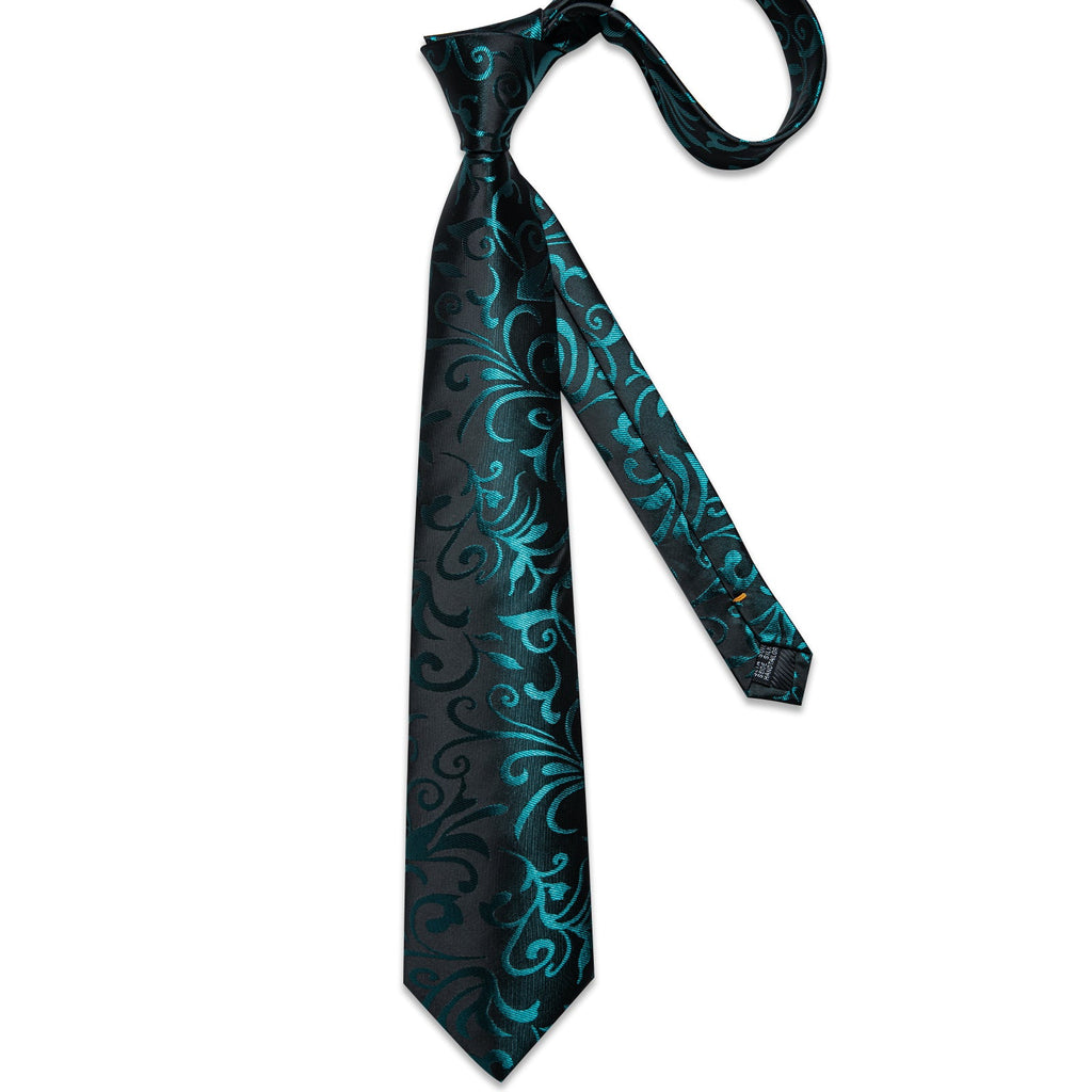 GentCrest Black Floral Tie Hanky Cufflinks Set - Image 5