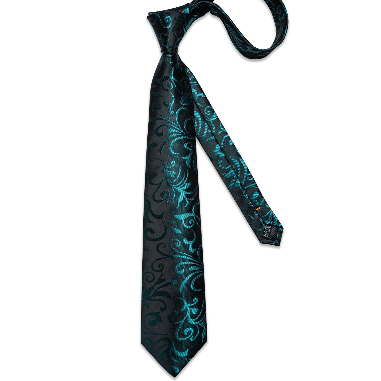 GentCrest Black Floral Tie Hanky Cufflinks Set - Image 5