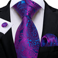 GentCrest Purple Paisley Tie Hanky Cufflinks Set - Image 1