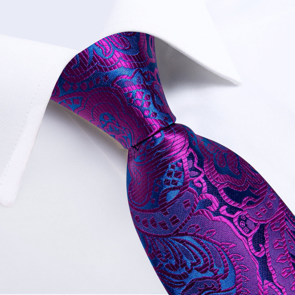 GentCrest Blue Floral Tie Hanky Cufflinks Set - Image 2