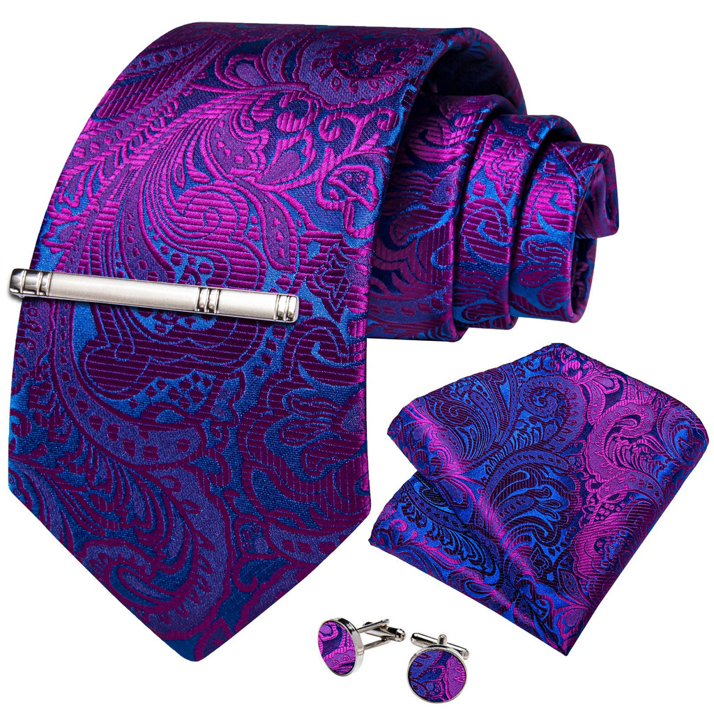 GentCrest Blue Floral Tie Hanky Cufflinks Set - Image 1