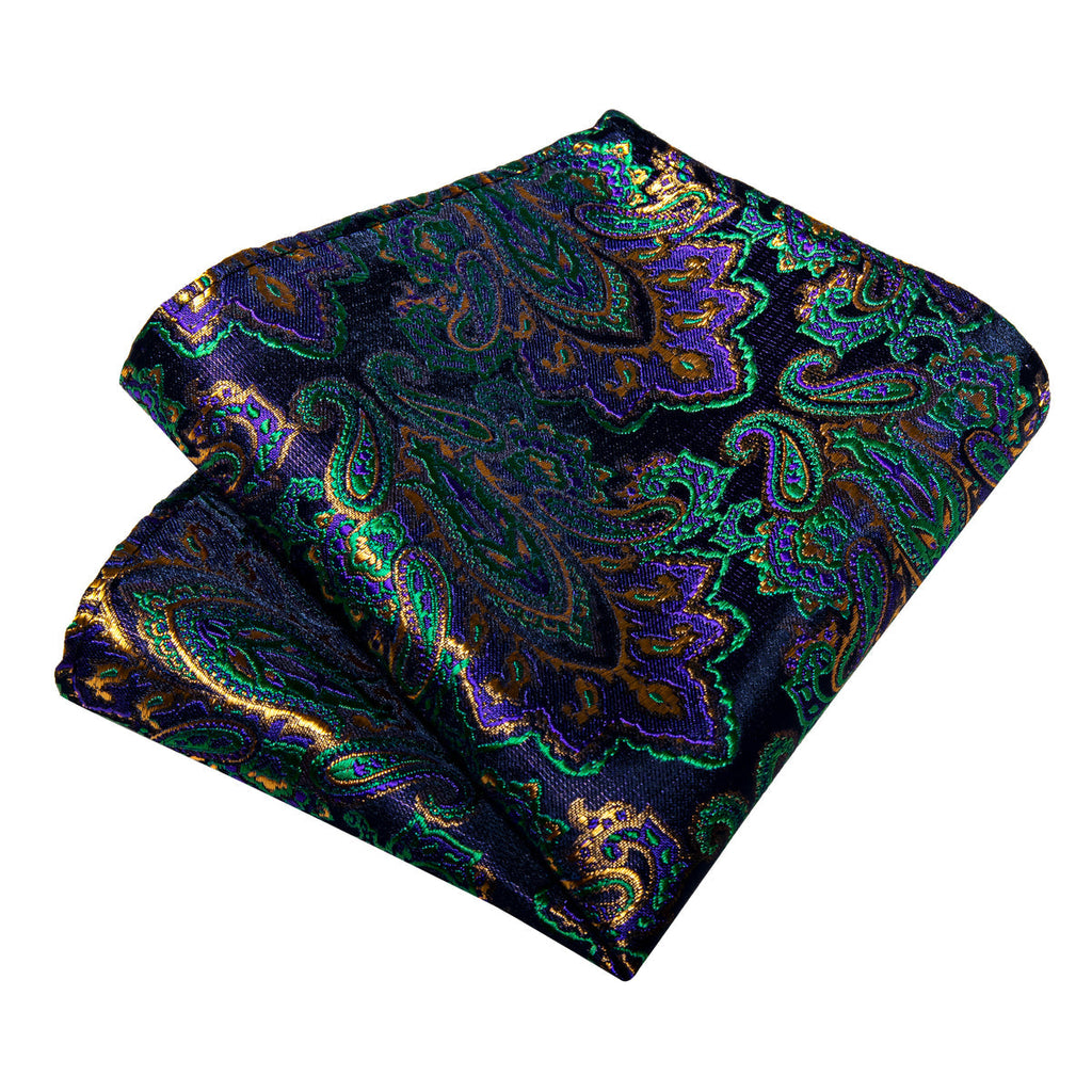 Green and Purple Paisley Silk Tie Set - GentCrest - View 4