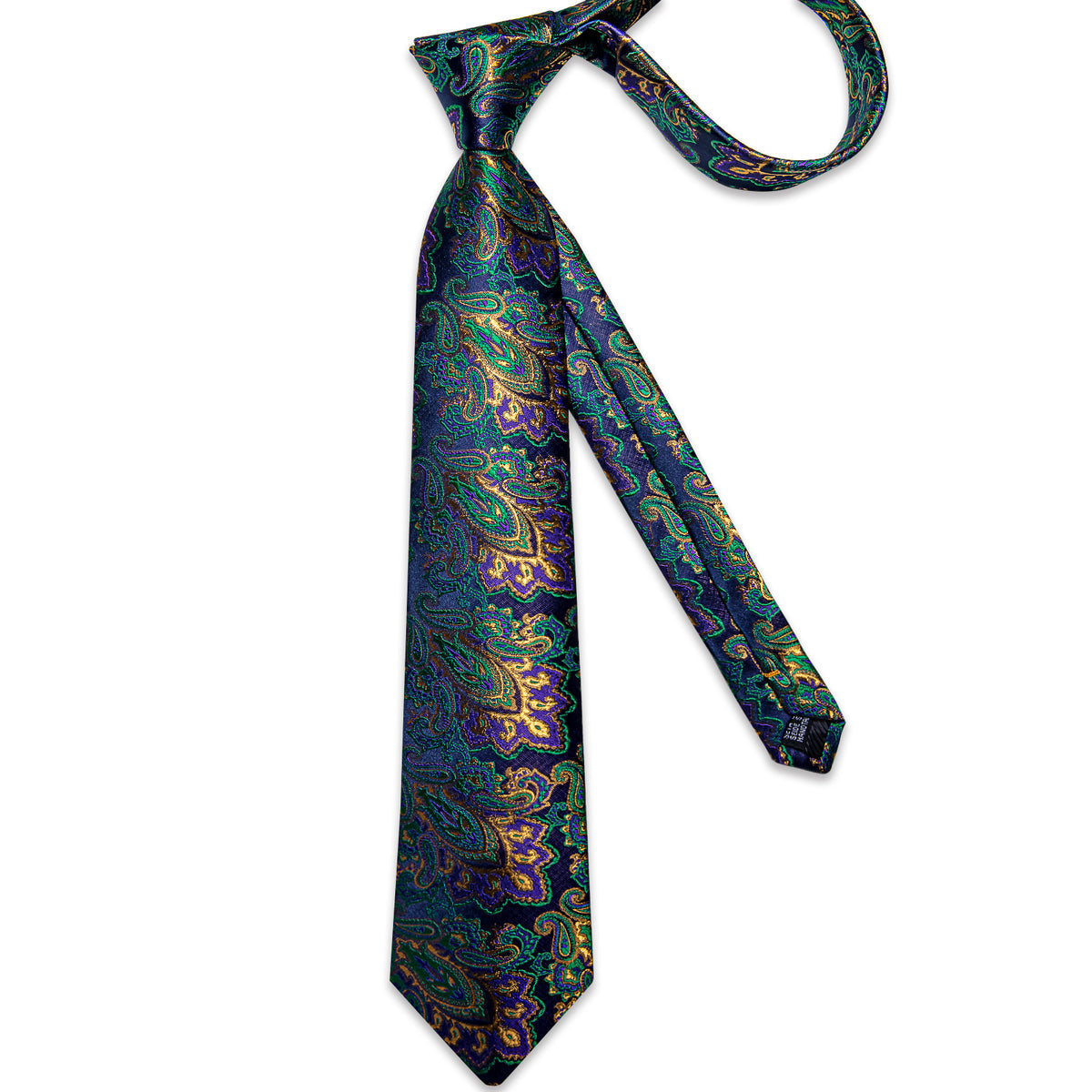 Green and Purple Paisley Silk Tie Set - GentCrest - View 5
