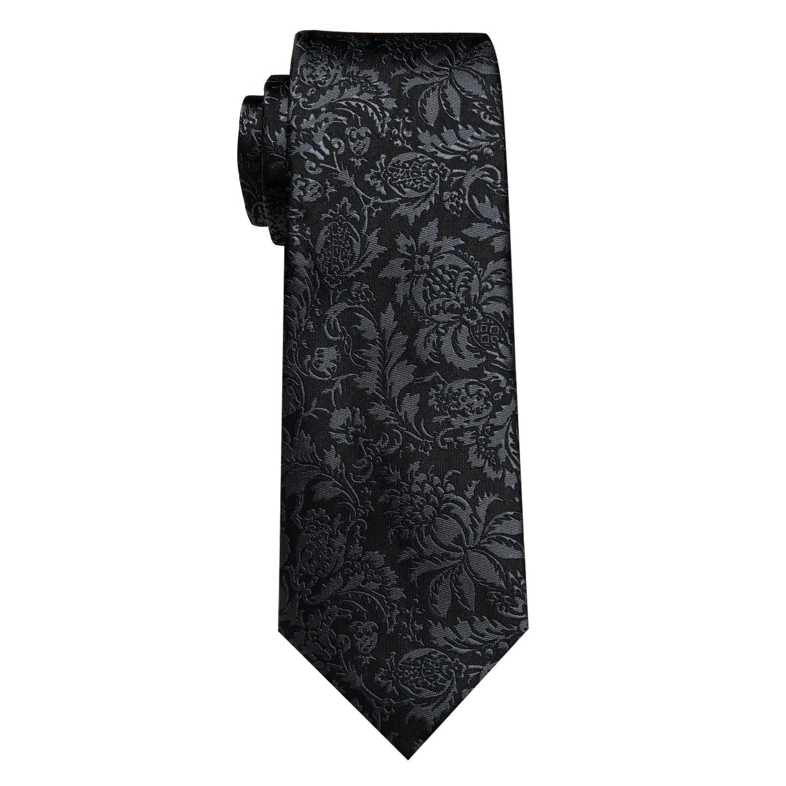 GentCrest Black Floral Tie Hanky Cufflinks Set - Image 5