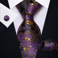GentCrest Purple Floral Tie Hanky Cufflinks Set - Image 1
