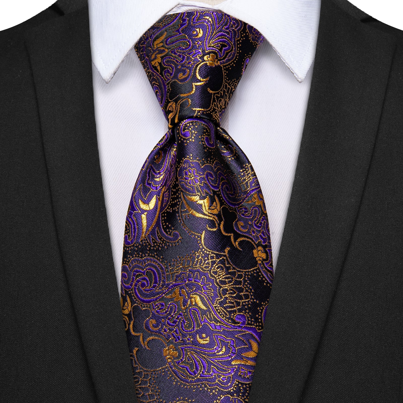 GentCrest Purple Floral Tie Hanky Cufflinks Set - Image 2