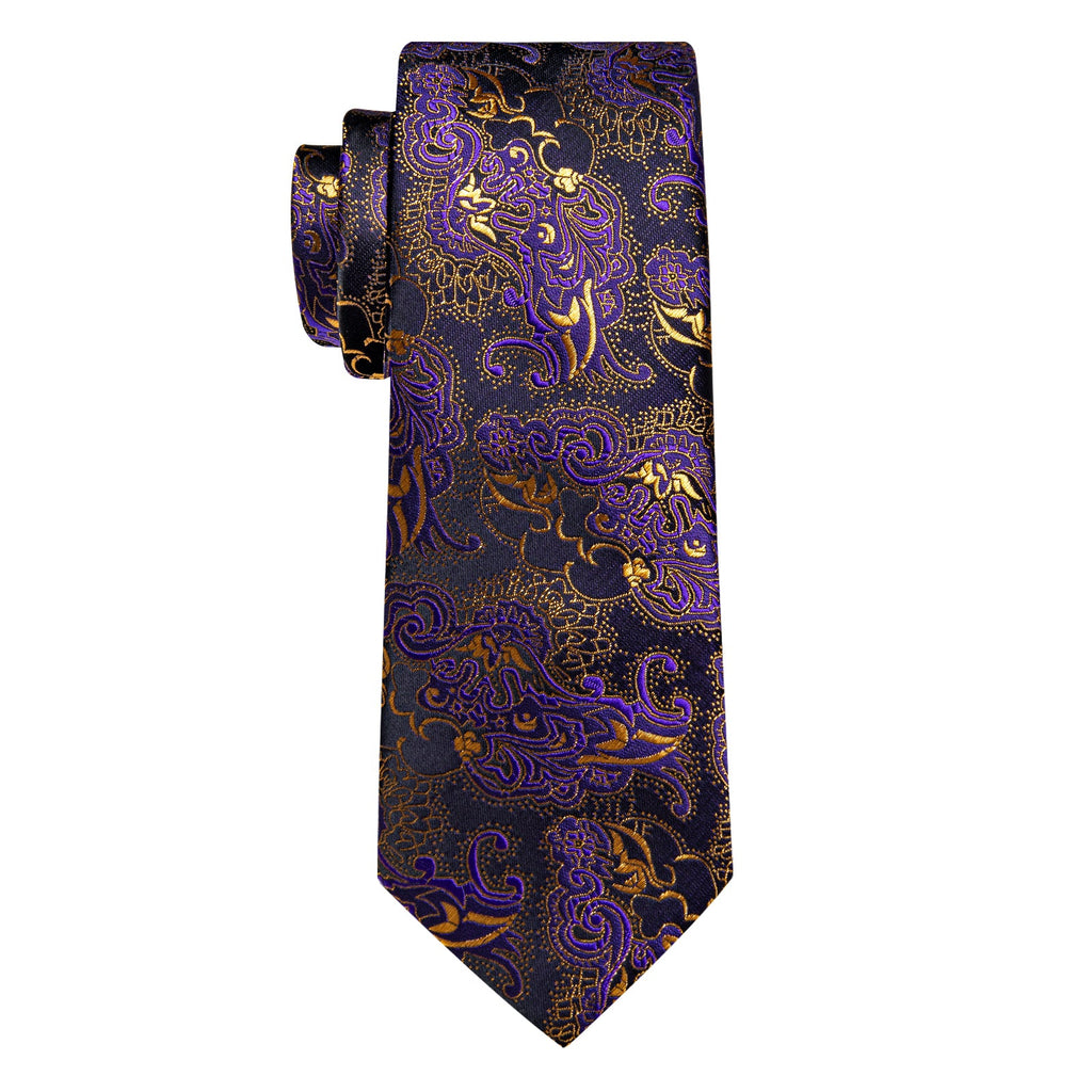 GentCrest Purple Floral Tie Hanky Cufflinks Set - Image 6