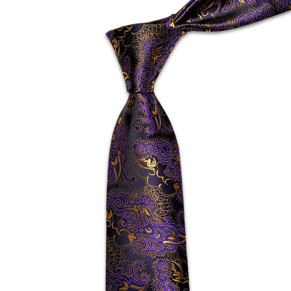 GentCrest Purple Floral Tie Hanky Cufflinks Set - Image 5