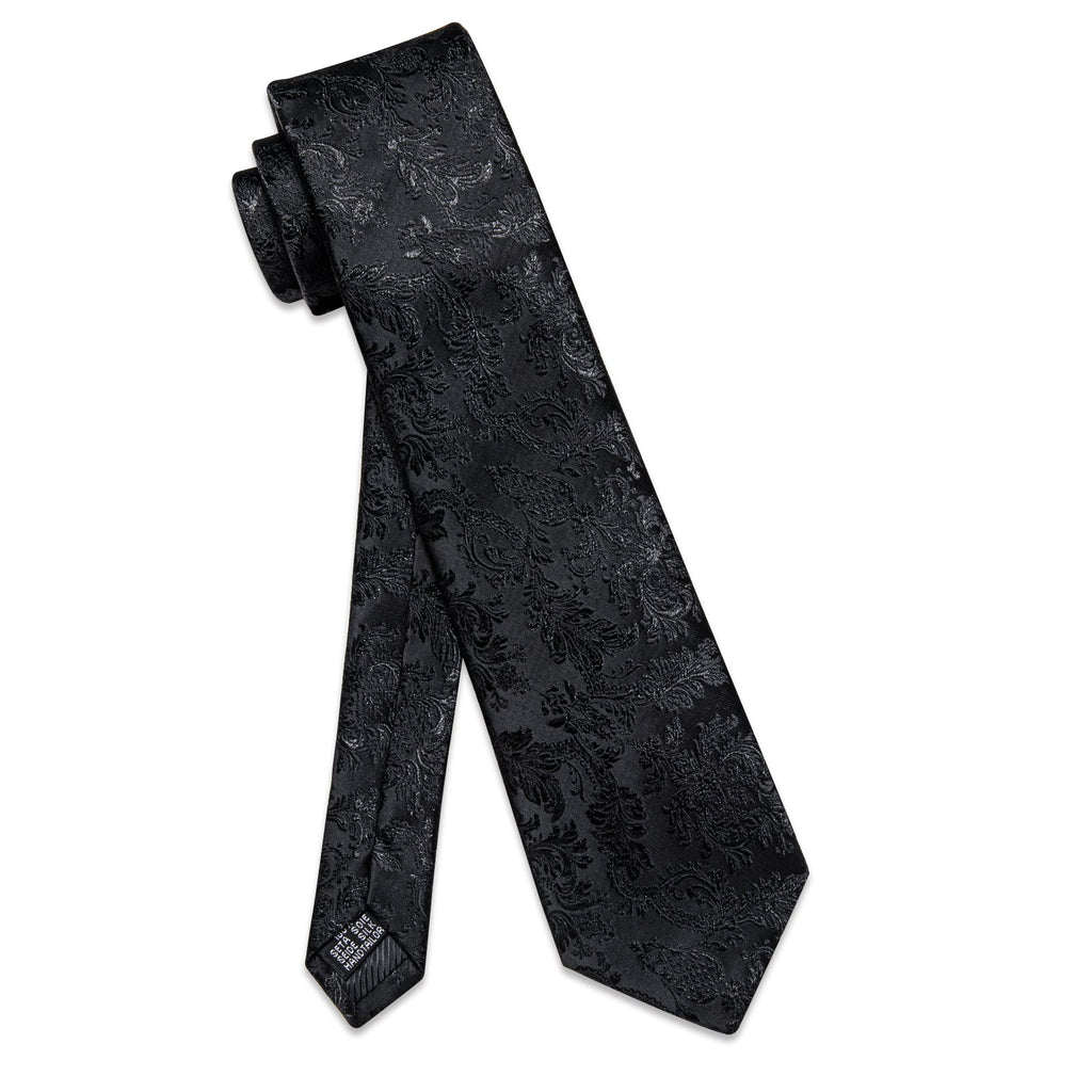 GentCrest Black Floral Tie Hanky Cufflinks Set - Image 6
