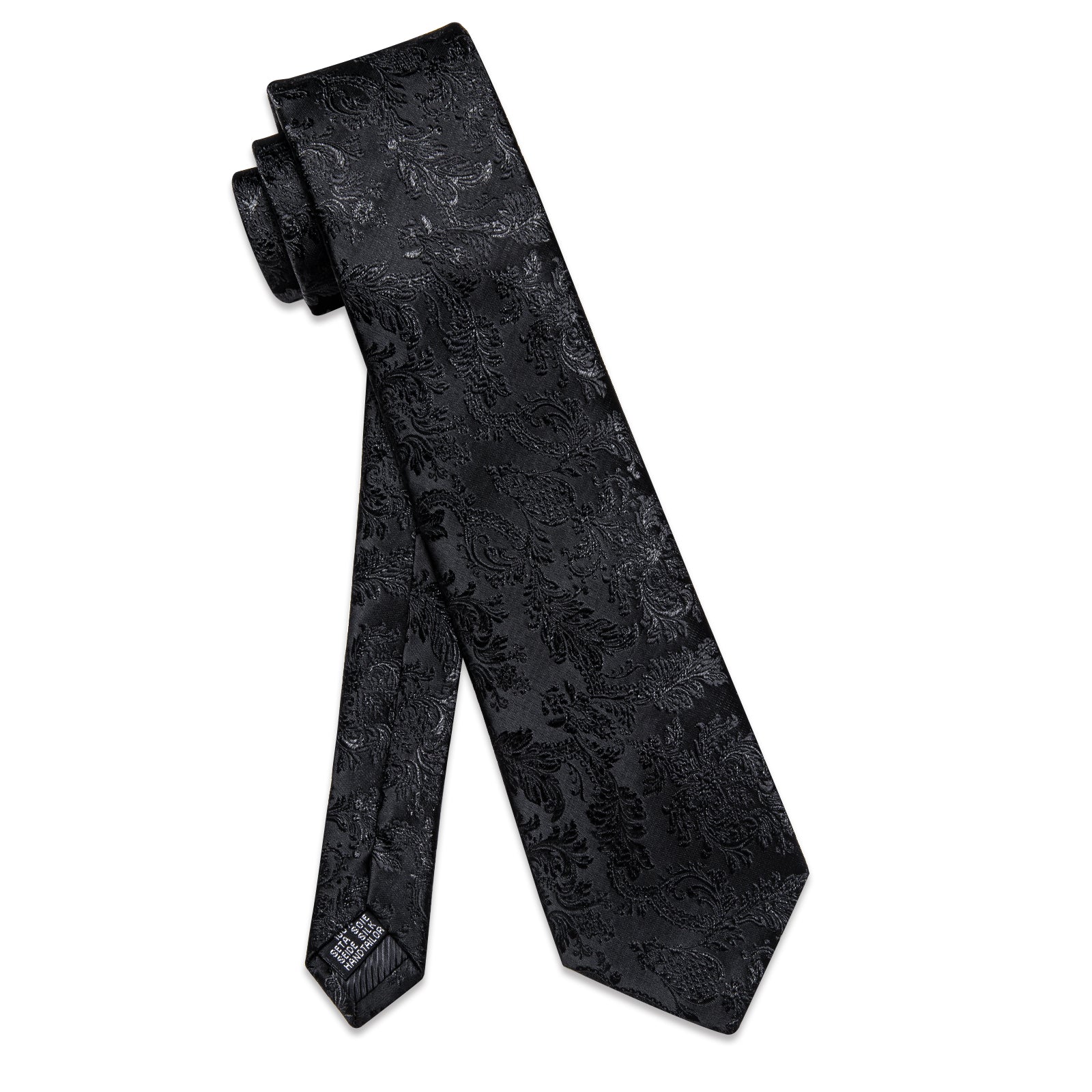 GentCrest Black Floral Tie Hanky Cufflinks Set - Image 6