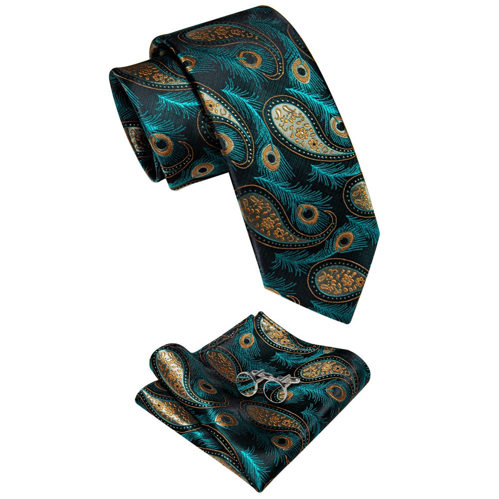 GentCrest Blue Paisley Tie Hanky Cufflinks Set - Image 4