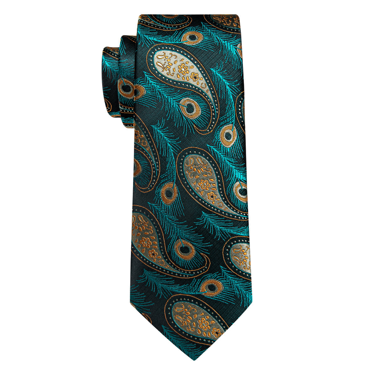 Blue, Green and Yellow Feather Silk Tie Set - GentCrest - View 3