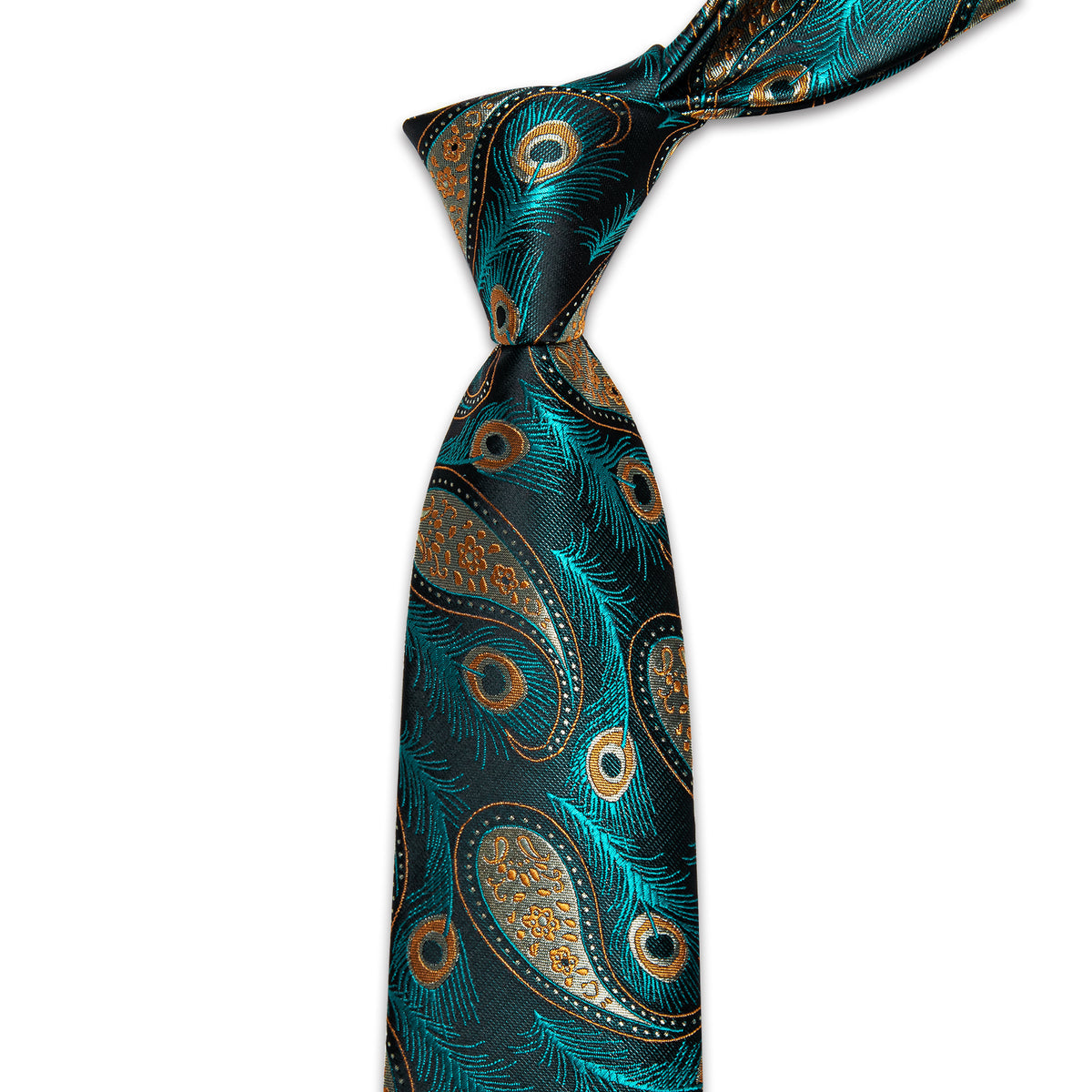 Blue, Green and Yellow Feather Silk Tie Set - GentCrest - View 4