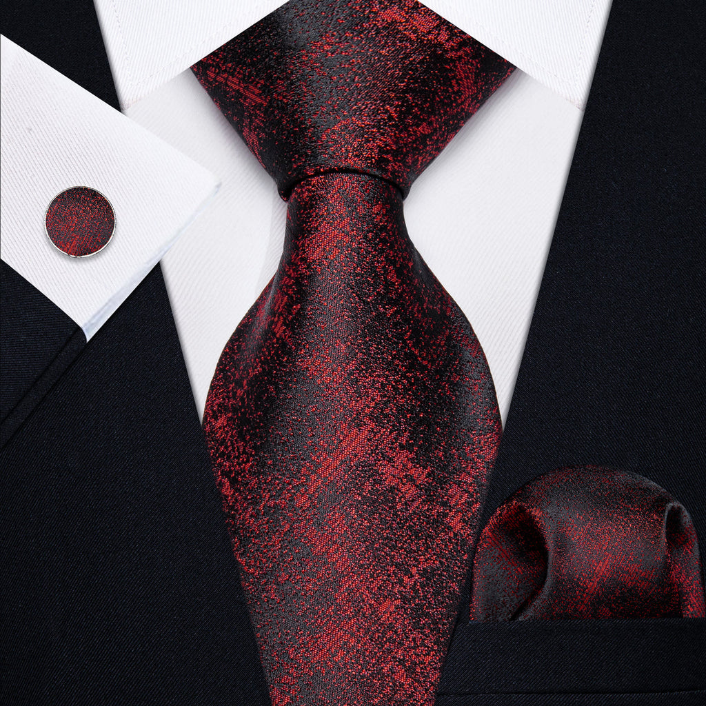 Red and Black Plaid Silk Tie Set - GentCrest