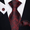 Red and Black Plaid Silk Tie Set - GentCrest