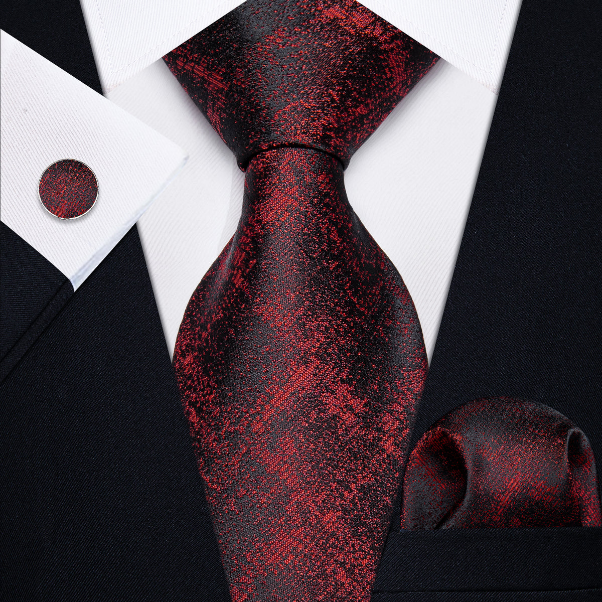 Red and Black Plaid Silk Tie Set - GentCrest