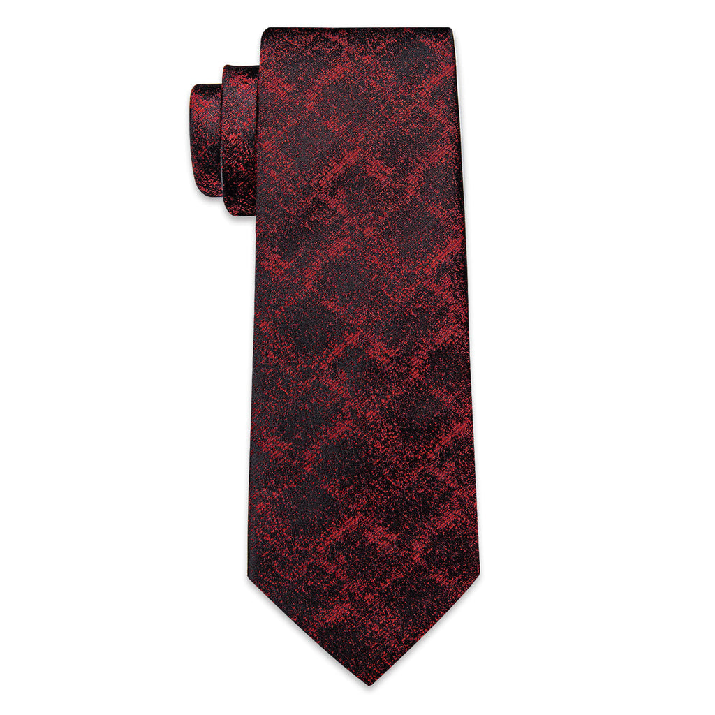 Red and Black Plaid Silk Tie Set - GentCrest - View 2