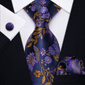 GentCrest Purple Floral Tie Hanky Cufflinks Set - Image 1