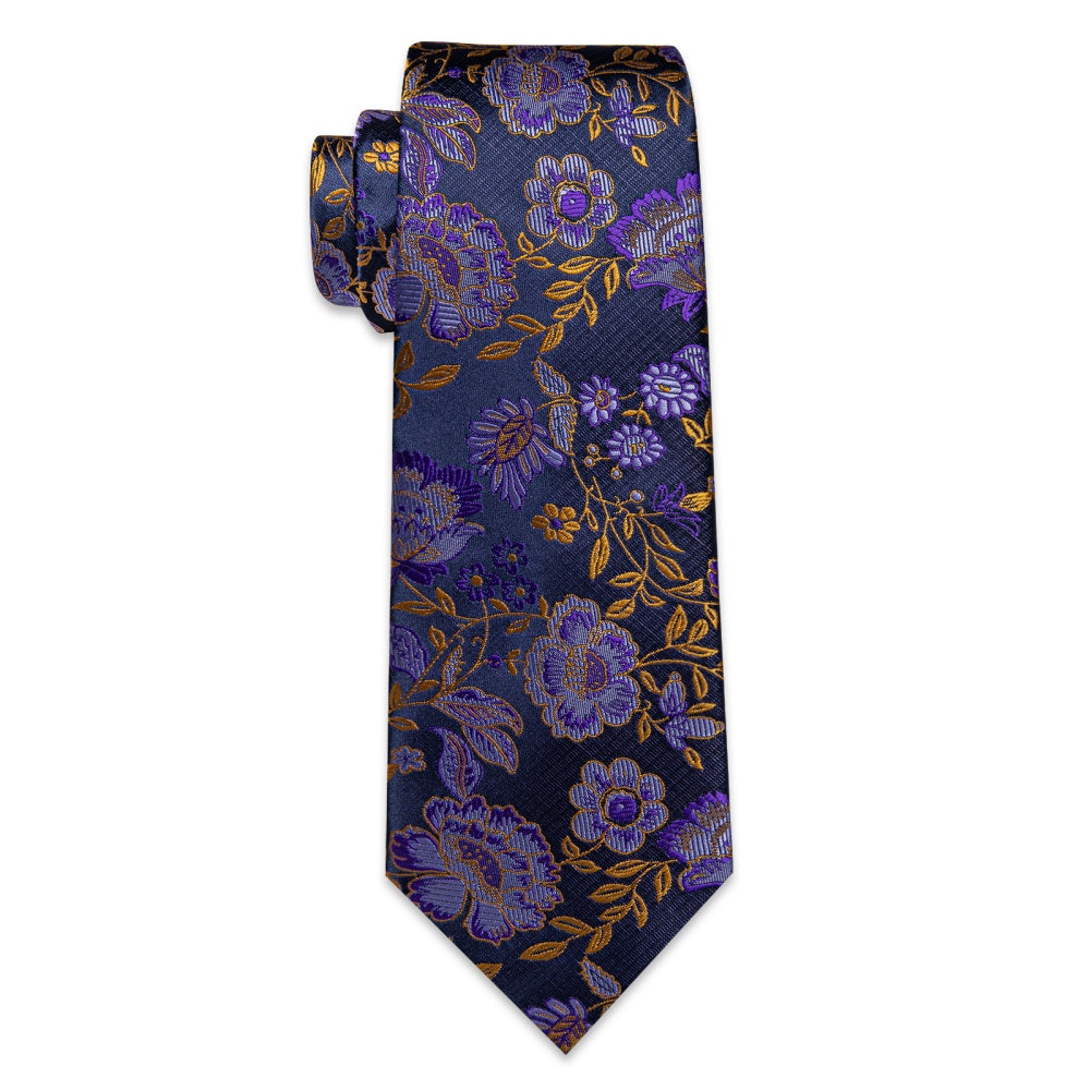 GentCrest Purple Floral Tie Hanky Cufflinks Set - Image 4