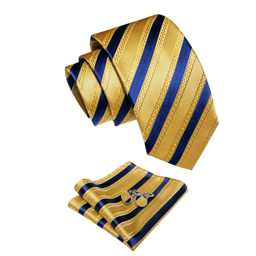 GentCrest Gold Striped Tie Hanky Cufflinks Set - Image 5