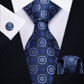 GentCrest Blue Geometric Tie Hanky Cufflinks Set - Image 1