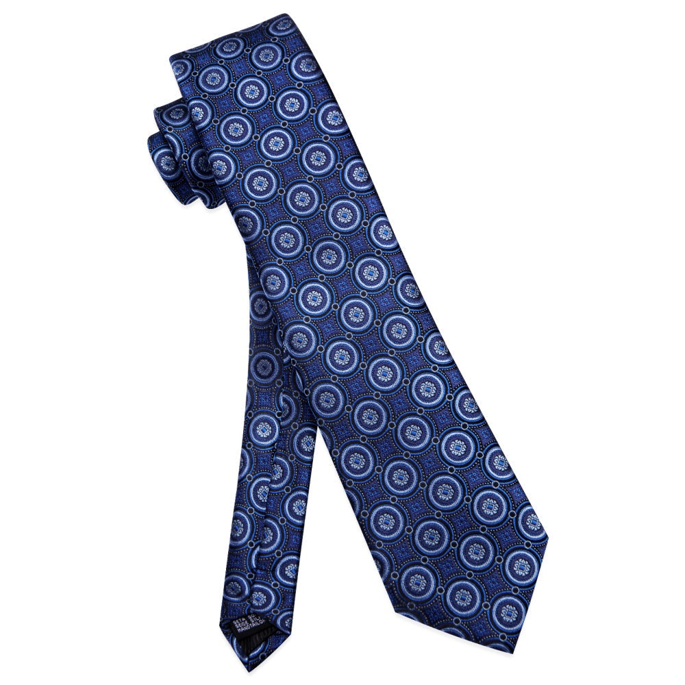 GentCrest Blue Geometric Tie Hanky Cufflinks Set - Image 6
